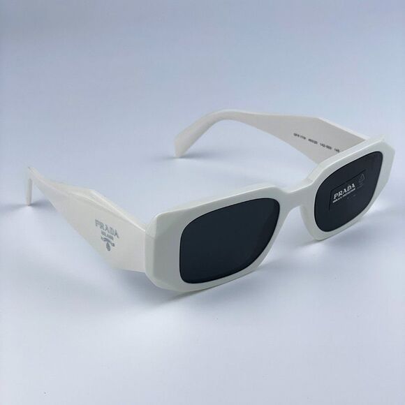 NEW Prada PR17WS 1425S0 Ivory White Dark Gray Rectangle Unisex Sunglasses - Picture 3 of 15